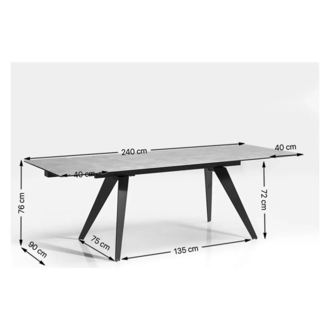 KARE Design Tische-Ausziehtisch Amsterdam Weiss 160(40+40)X90Cm