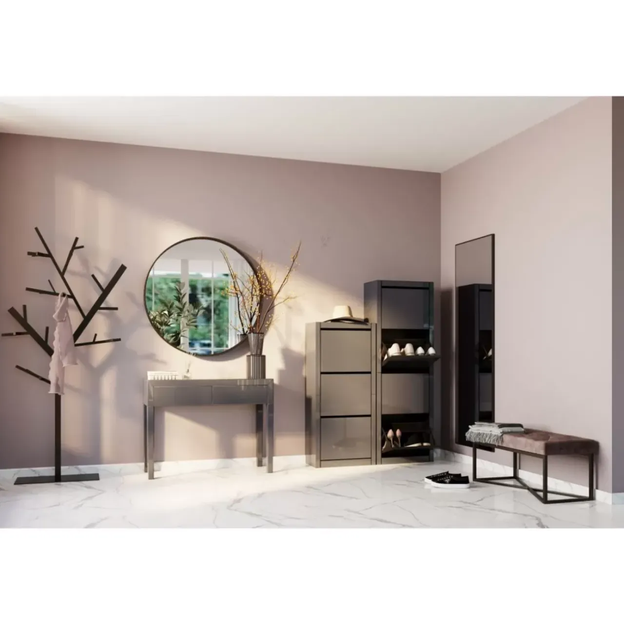 KARE Design Sitzbänke-Bank Crossover Grau Schwarz 90X40Cm