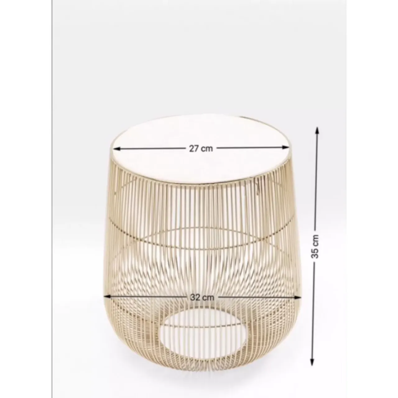 KARE Design Tische-Beistelltisch Beam Weiss Marmor Messing O32Cm