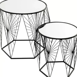 KARE Design Tische-Beistelltisch Cobweb Schwarz (2/Set)