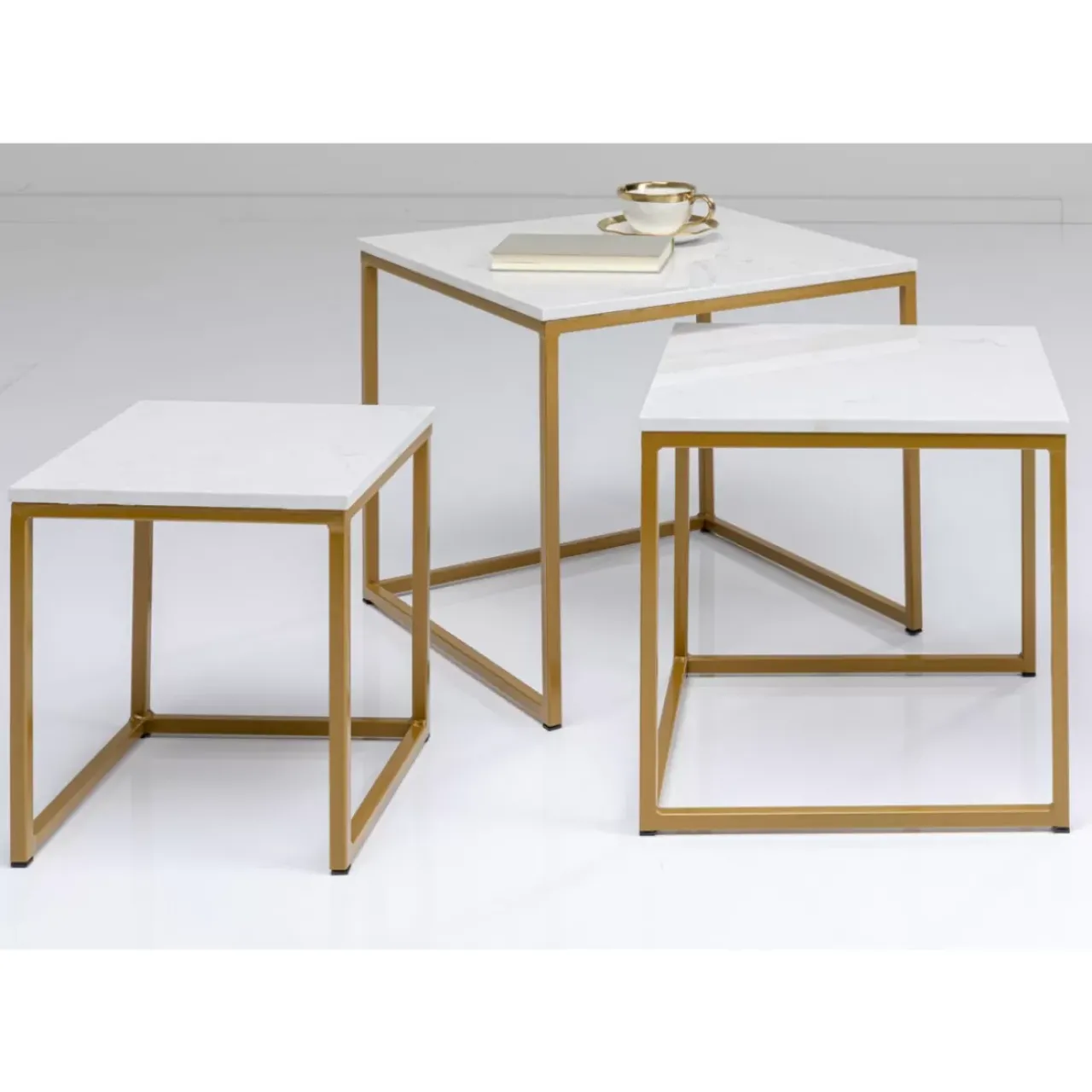 KARE Design Tische-Beistelltisch Key West Gold (3/Set)