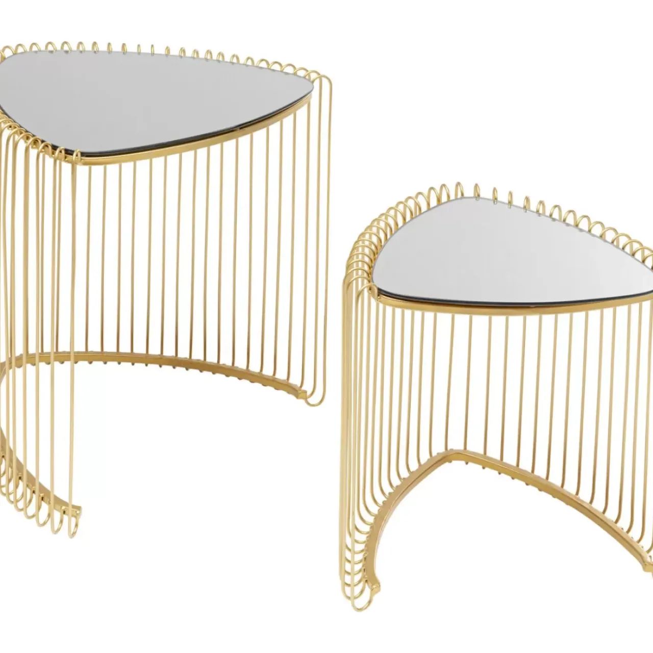 KARE Design Tische-Beistelltisch Wire Triangle Gold (2/Set)