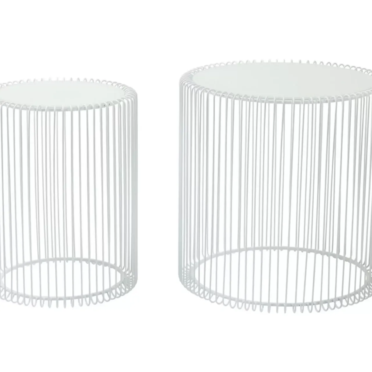 KARE Design Tische-Beistelltisch Wire White (2/Set) O44Cm