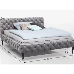 KARE Design Betten-Bett Desire Velvet Silbergrau 200X200Cm