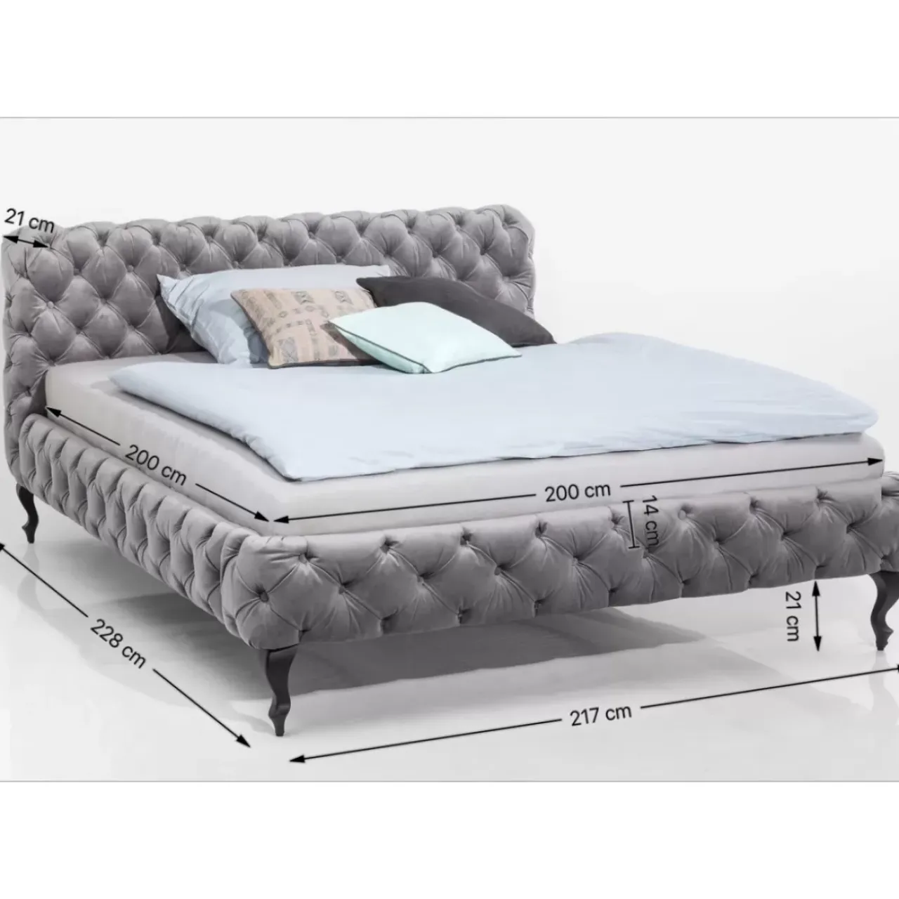 KARE Design Betten-Bett Desire Velvet Silbergrau 200X200Cm