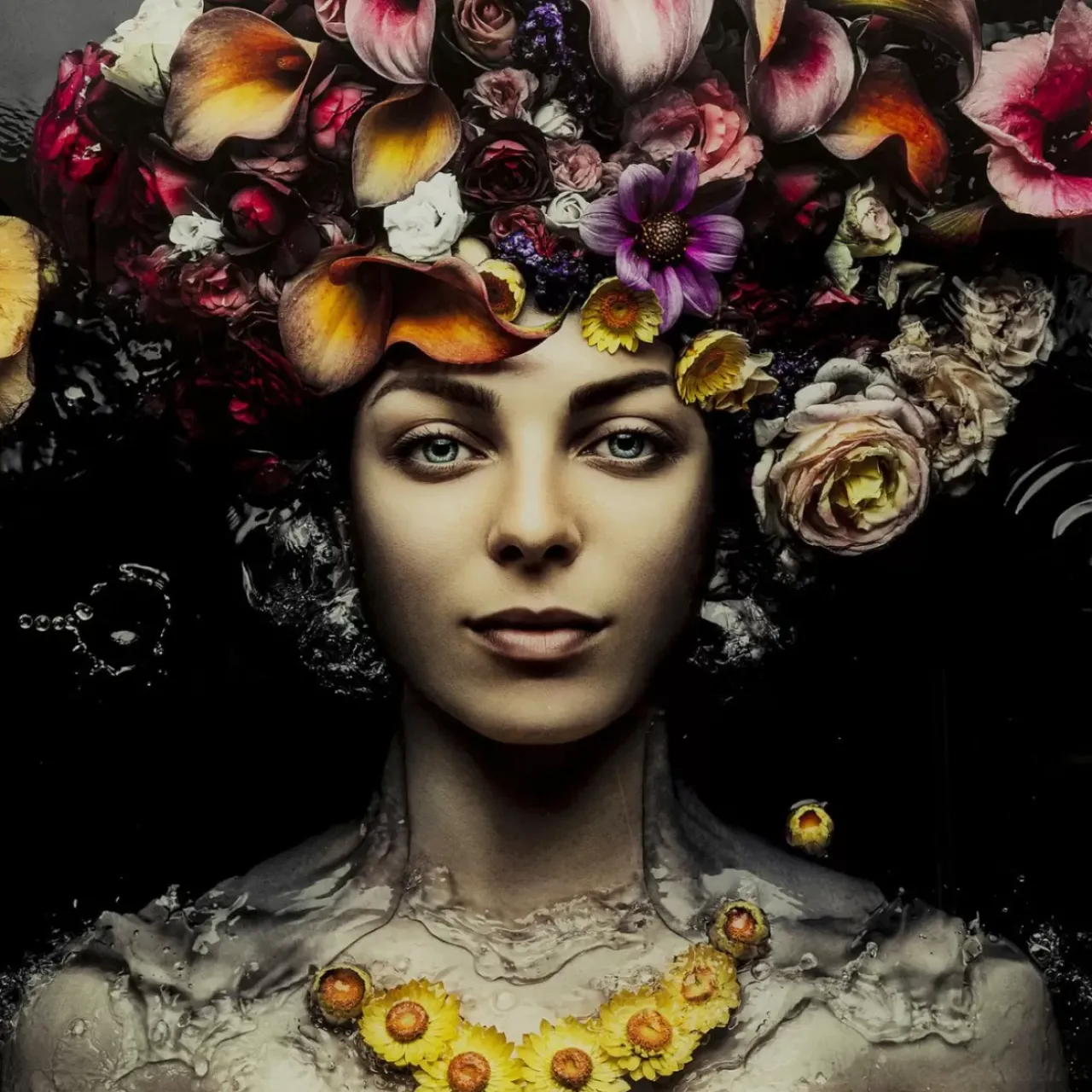 KARE Design Bilder-Bild Glas Flower Art Lady 120X120Cm
