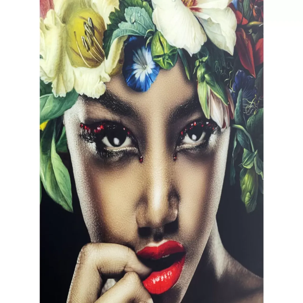 KARE Design Bilder-Bild Glas Pretty Flower Woman 100X100