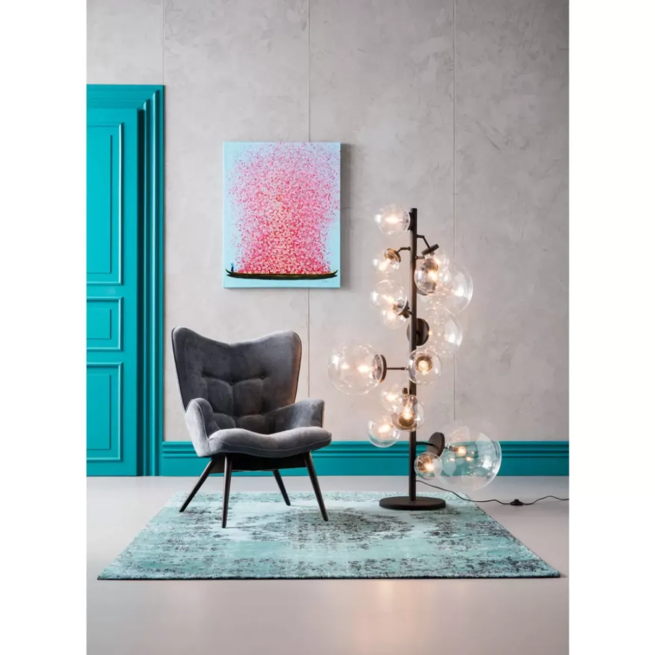 KARE Design Bilder-Bild Touched Flower Boat Blau Pink 80X100Cm