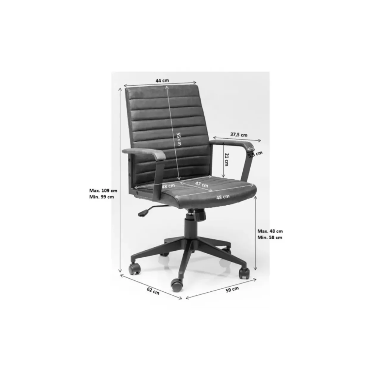KARE Design Stühle-Burodrehstuhl Labora Pebble