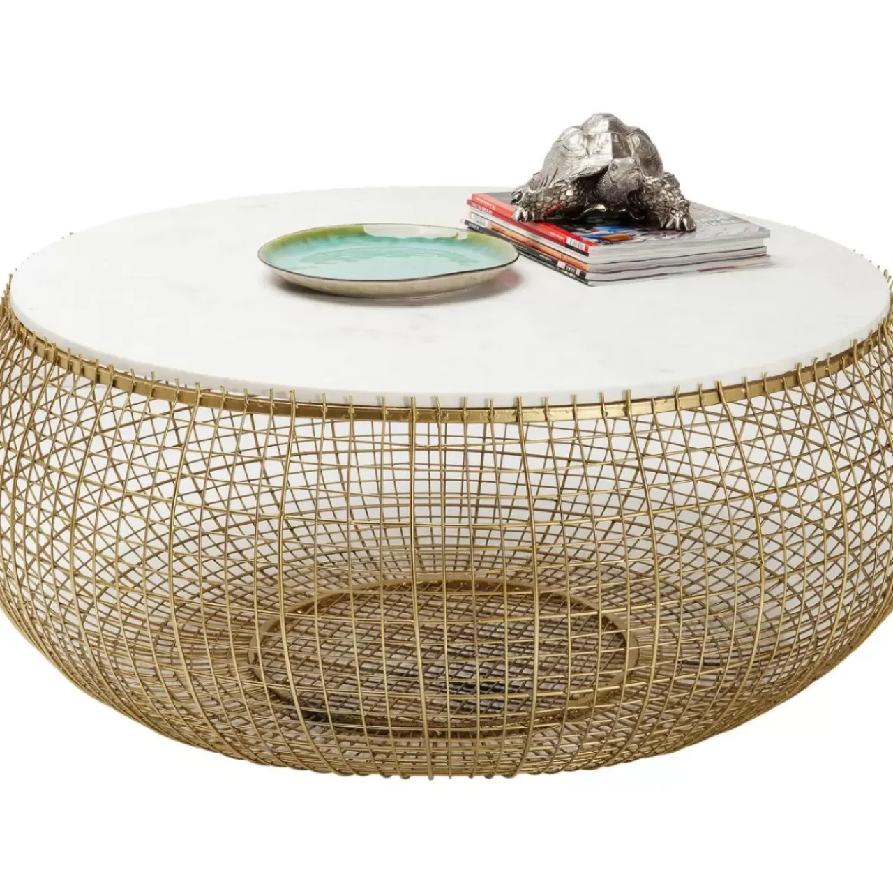 KARE Design Tische-Couchtisch Cesta Marmor Gold O100Cm
