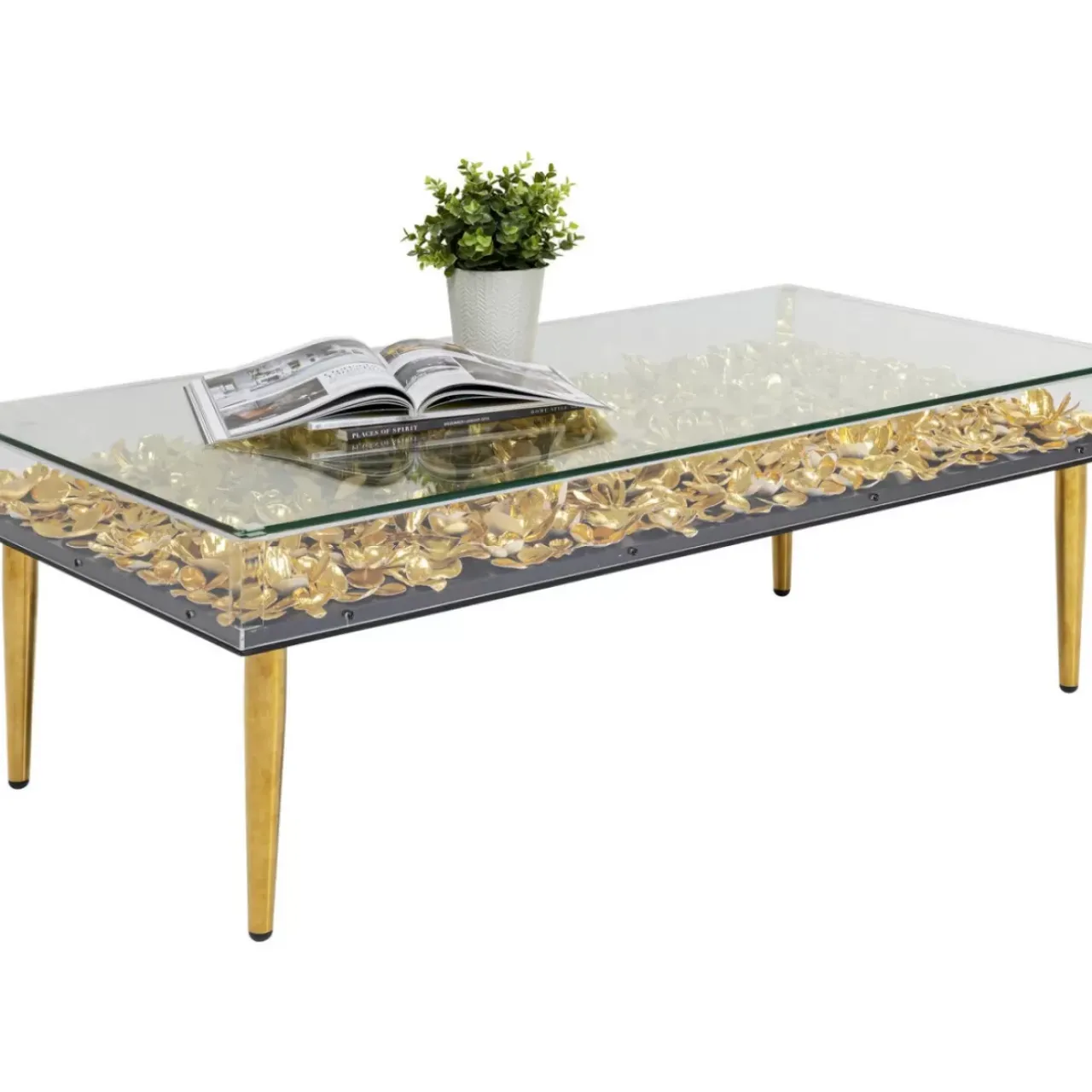 KARE Design Tische-Couchtisch Gold Flowers 120X60