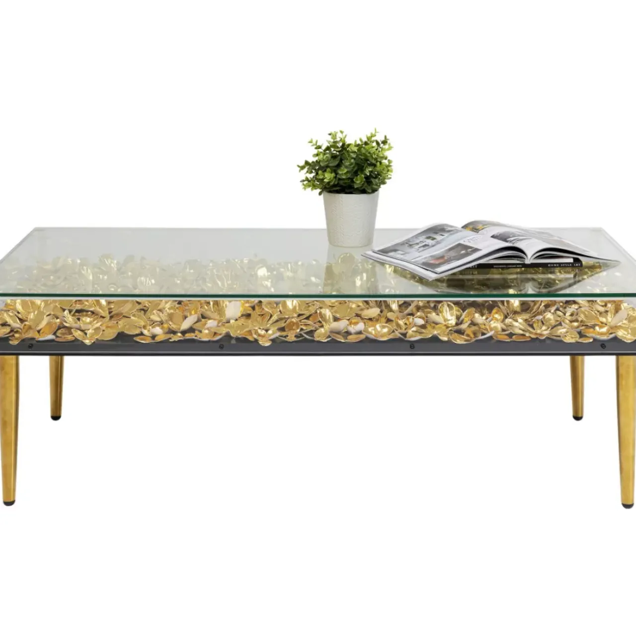 KARE Design Tische-Couchtisch Gold Flowers 120X60