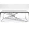 KARE Design Tische-Couchtisch Laser Silber Klarglas 120X60