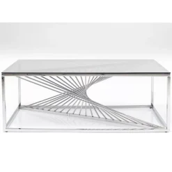 KARE Design Tische-Couchtisch Laser Silber Klarglas 120X60