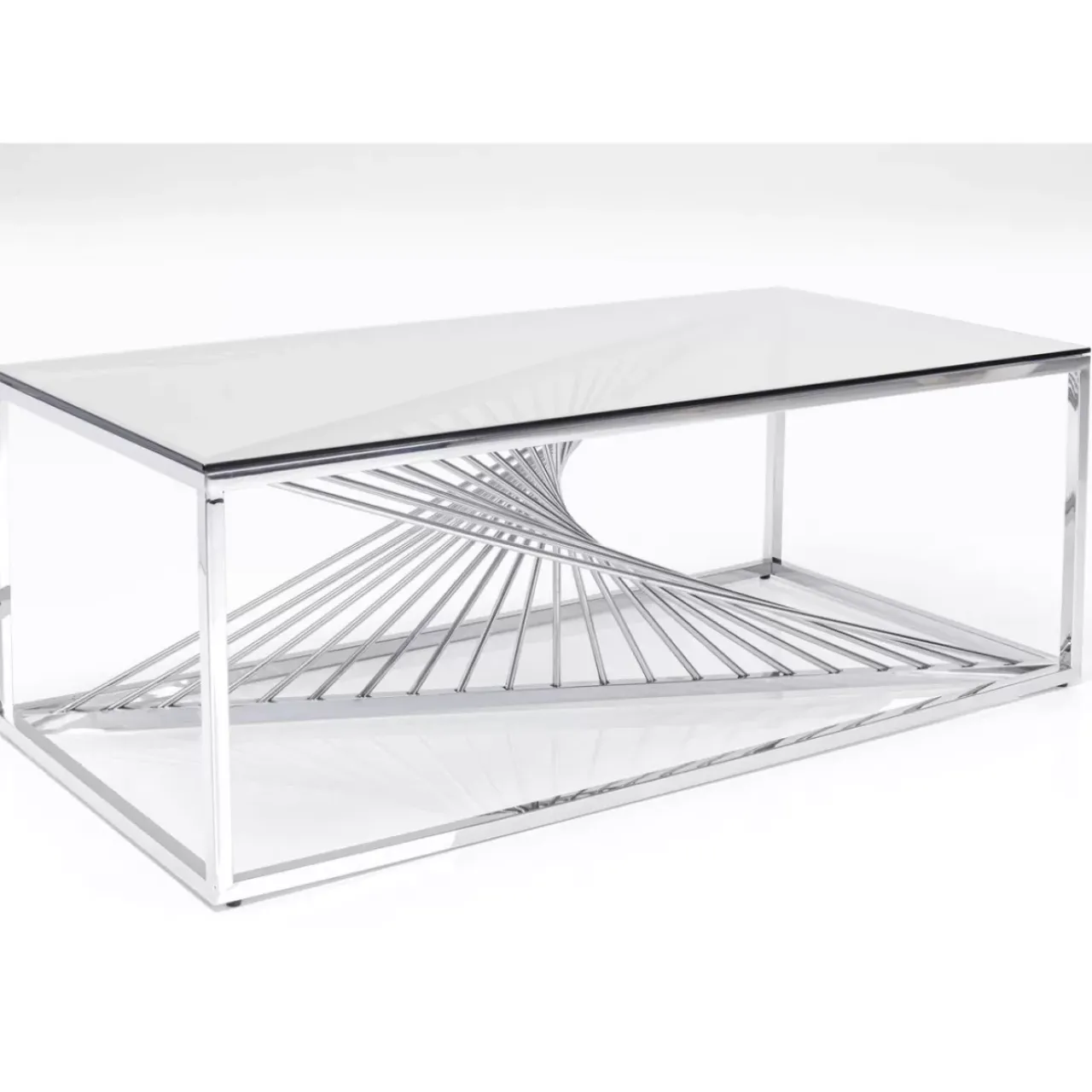 KARE Design Tische-Couchtisch Laser Silber Klarglas 120X60