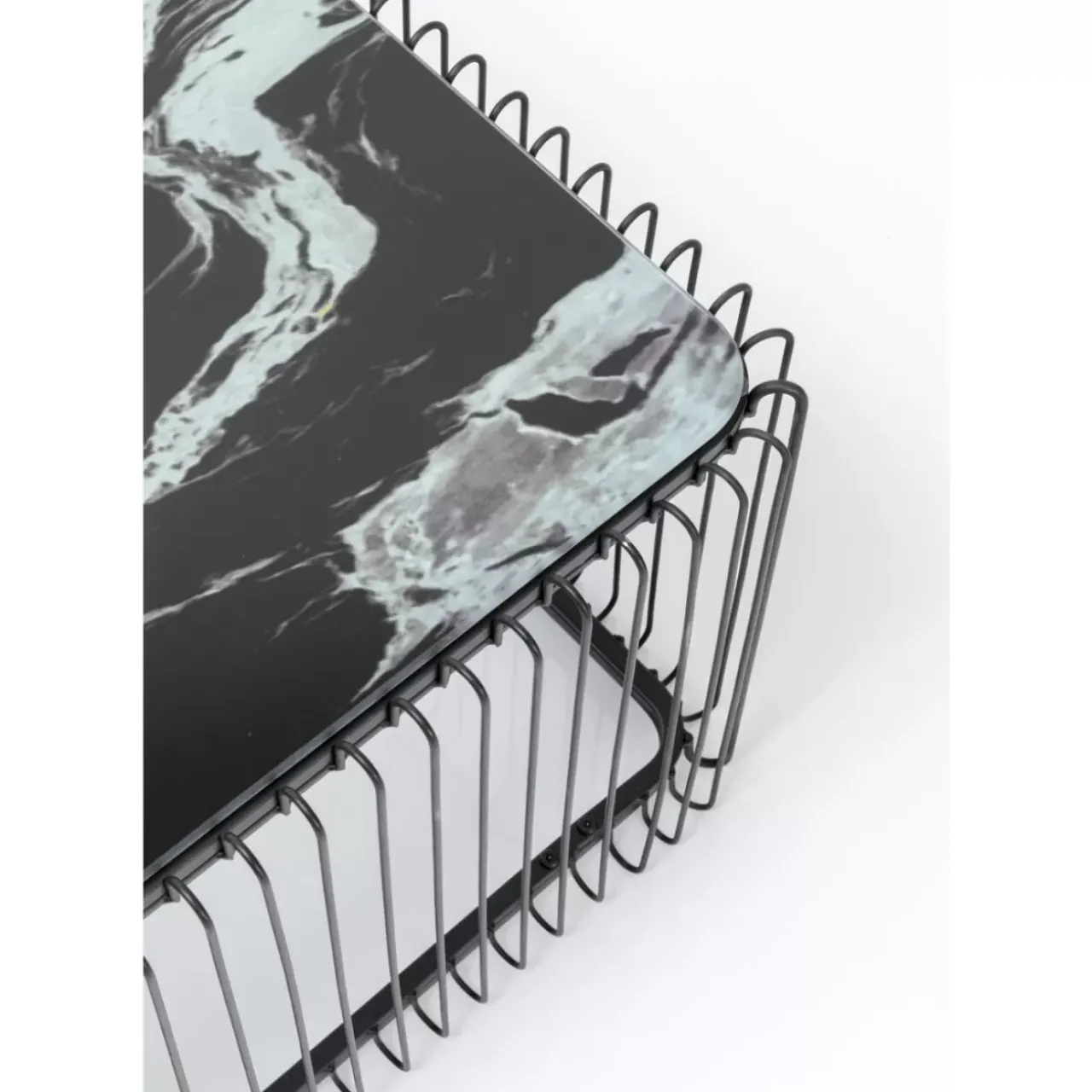 KARE Design Tische-Couchtisch Wire Glas Marble Schwarz 145X70Cm