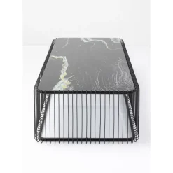 KARE Design Tische-Couchtisch Wire Glas Marble Schwarz 145X70Cm