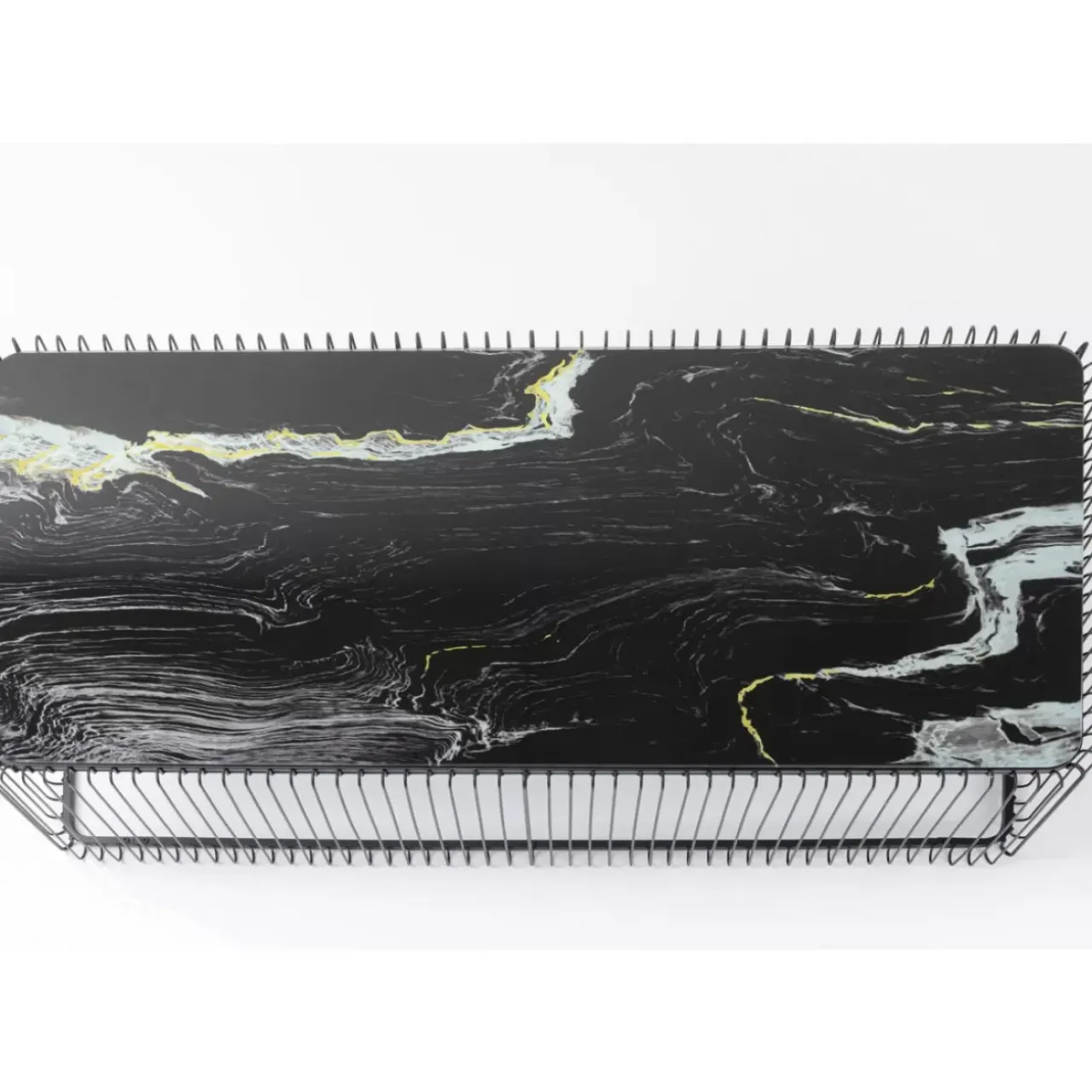 KARE Design Tische-Couchtisch Wire Glas Marble Schwarz 145X70Cm