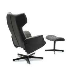 KARE Design Sessel-Drehsessel Mit Hocker Ohio Salt And Pepper