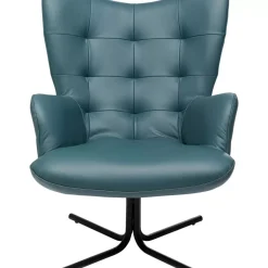 KARE Design Sessel-Drehsessel Oscar Leder Blau