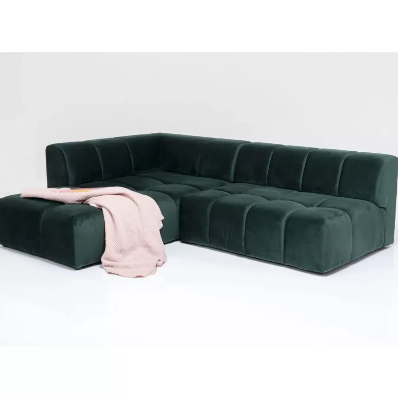 KARE Design Sofas & Couches-Ecksofa Belami Velvet Dunkelgrun Links 265Cm