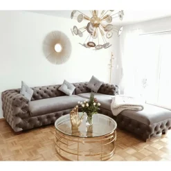 KARE Design Sofas & Couches-Ecksofa Desire Velvet Silbergrau R