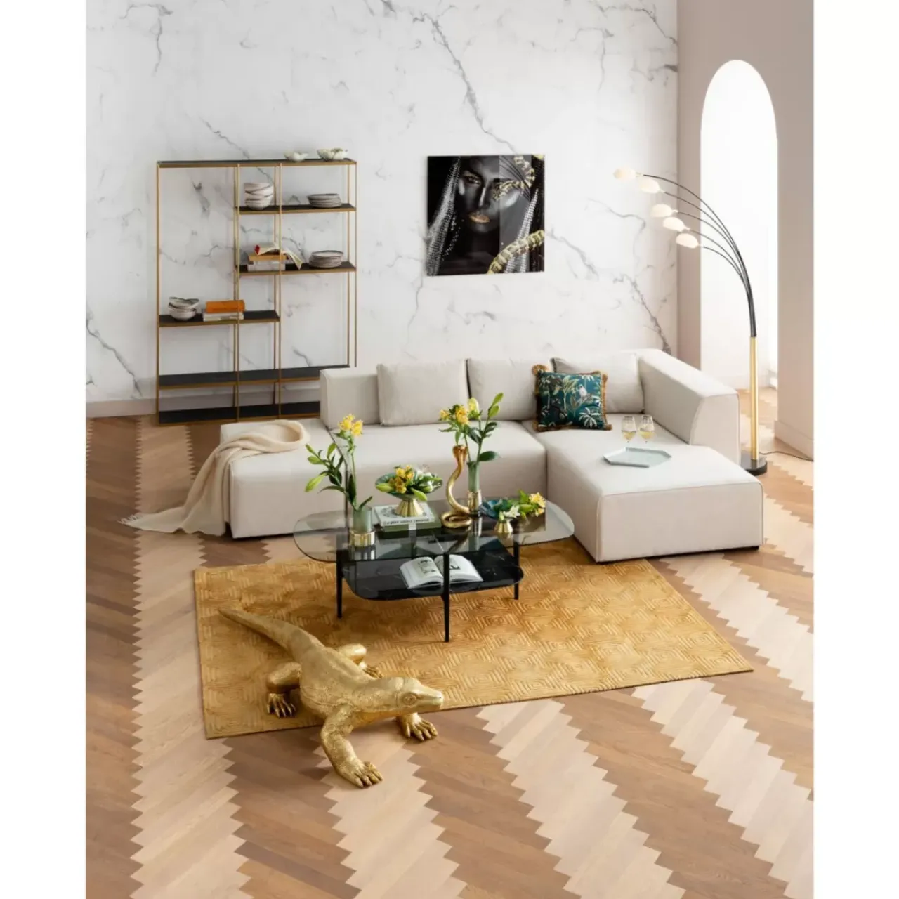 KARE Design Sofas & Couches-Ecksofa Infinity Ottomane Creme Rechts
