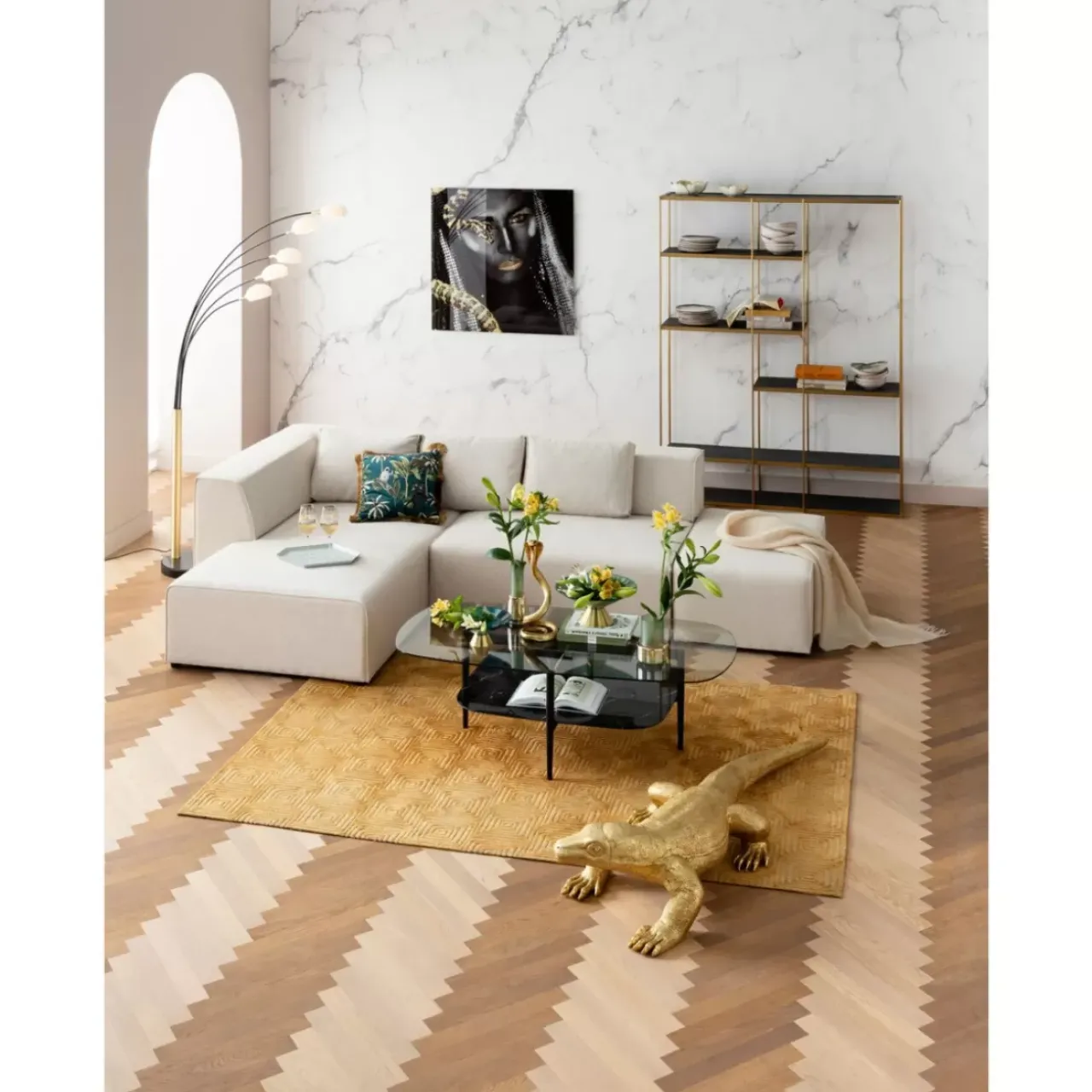 KARE Design Sofas & Couches-Ecksofa Infinity Ottomane Creme Links
