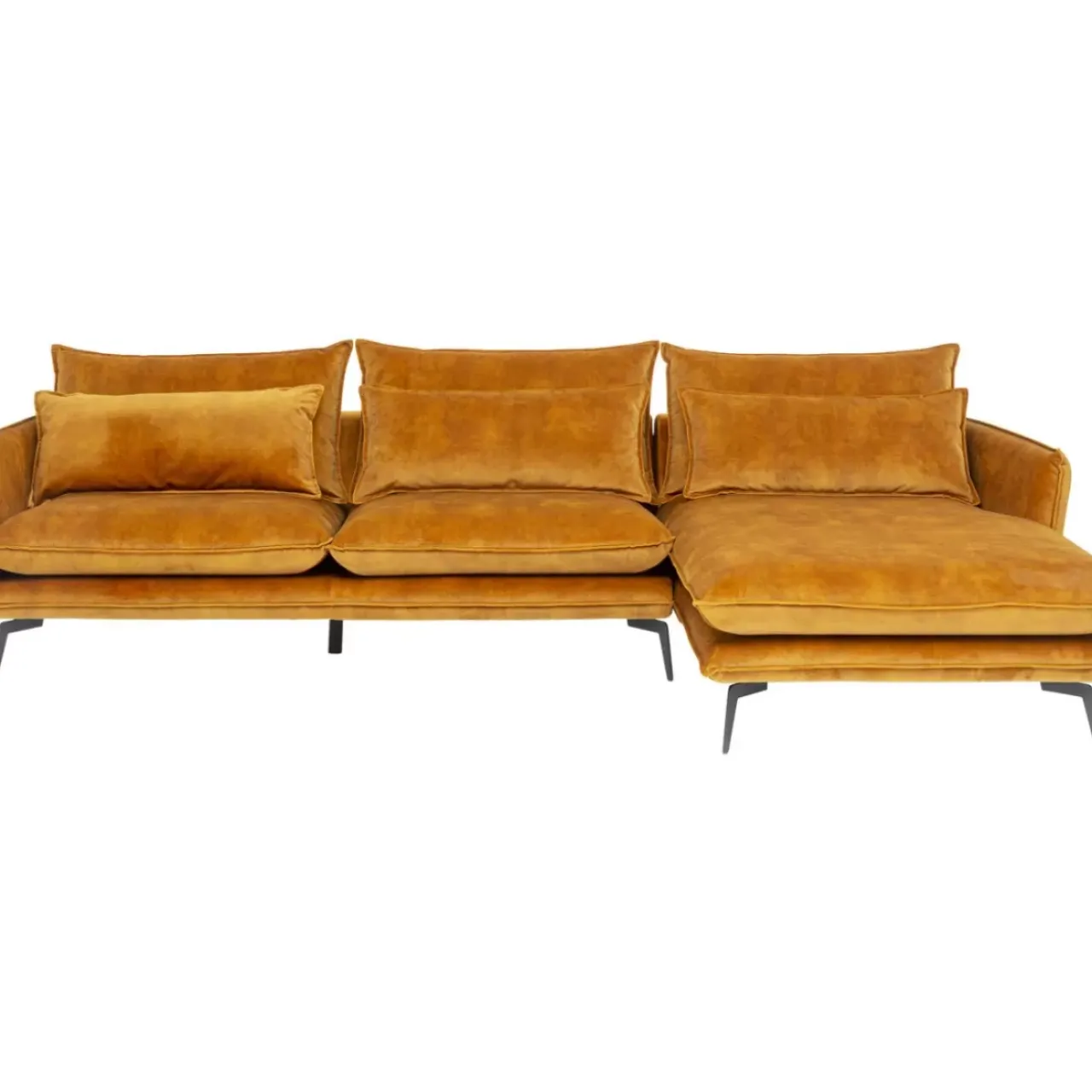 KARE Design Sofas & Couches-Ecksofa Monza Rechts Velvet Curry 296Cm