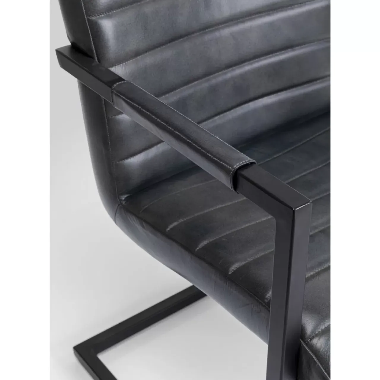 KARE Design Stühle-Freischwinger Lola Leder Grau