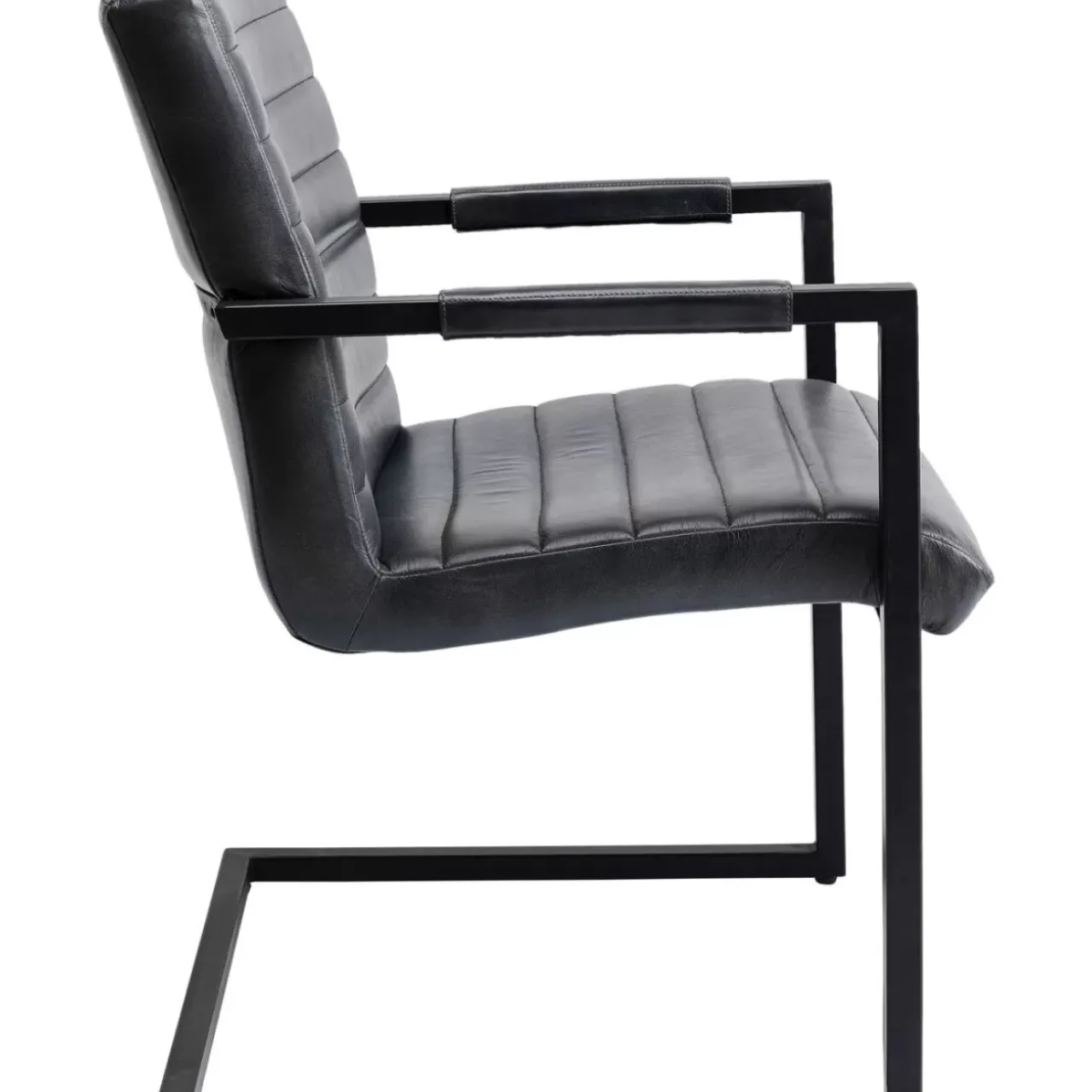 KARE Design Stühle-Freischwinger Lola Leder Grau