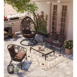 KARE Design Outdoormöbel-Hangesessel Ibiza Braun