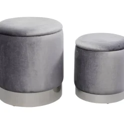 KARE Design Sitzbänke-Hocker Cherry Storage Grau Silber (2/Set)