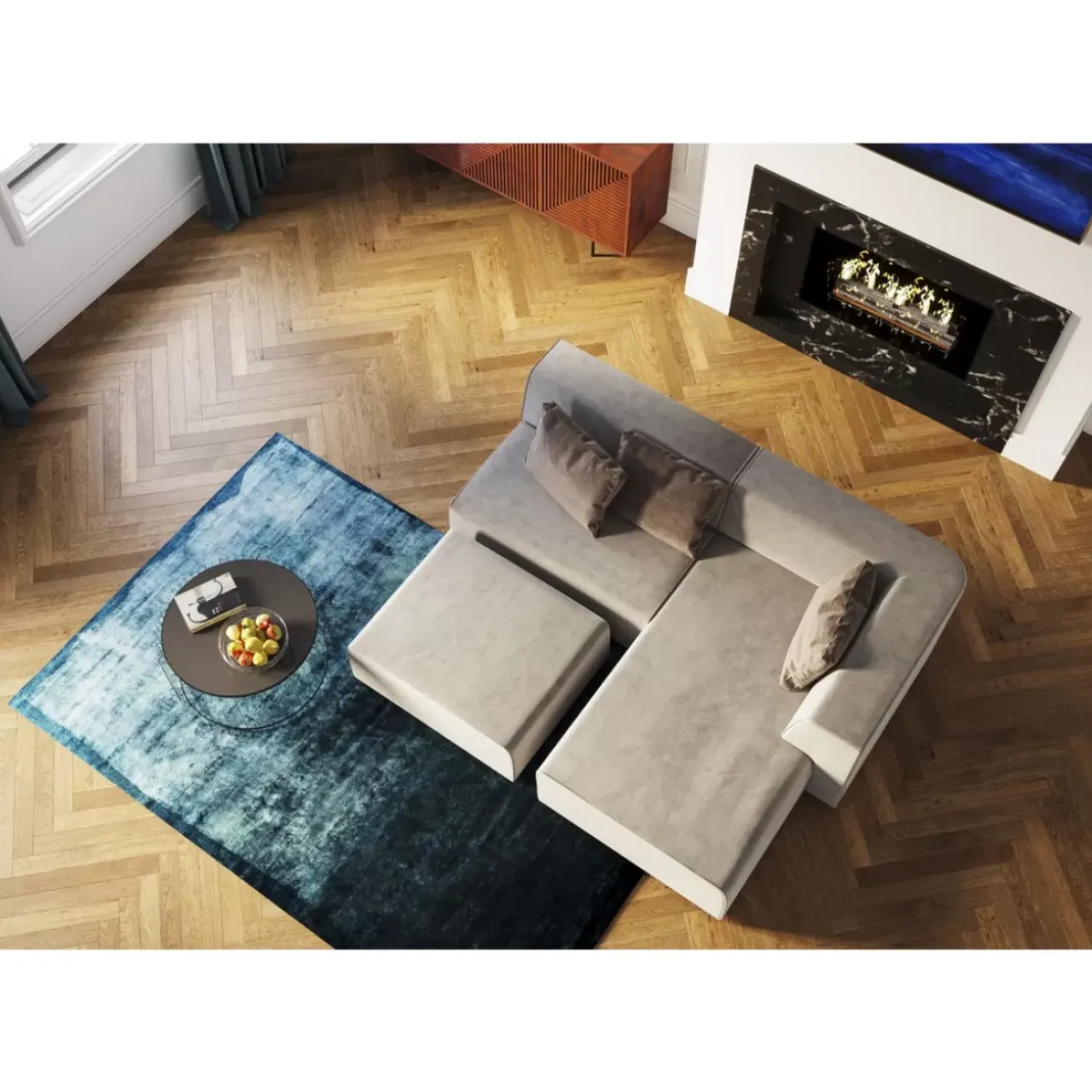 KARE Design Sofas & Couches-Infinity Ottomane Elements Grau Rechts