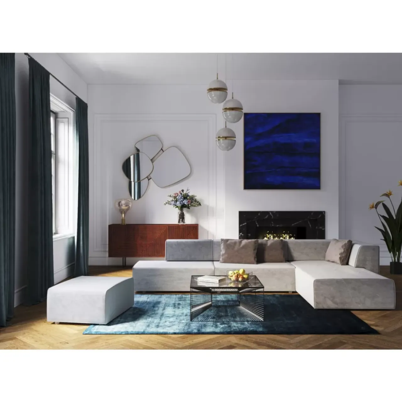 KARE Design Sofas & Couches-Infinity Ottomane Semi Elements Grau Rechts