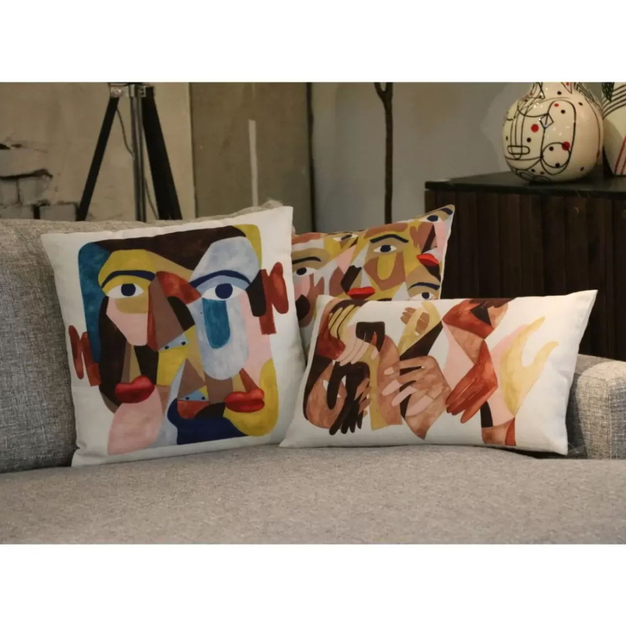 KARE Design Kissen-Kissen Artistic Faces 45X45Cm