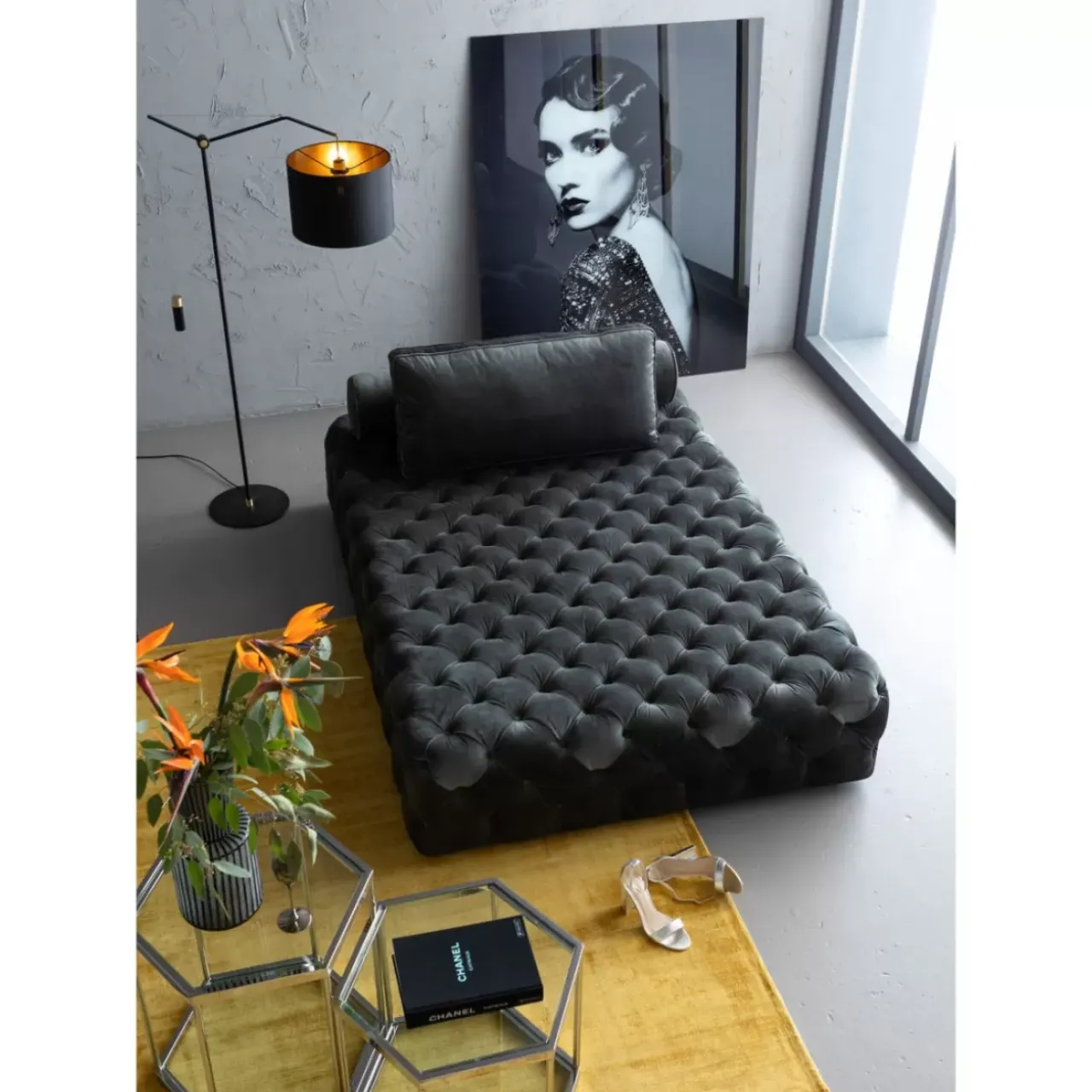 KARE Design Sofas & Couches-Liege Bottone Velvet Grau