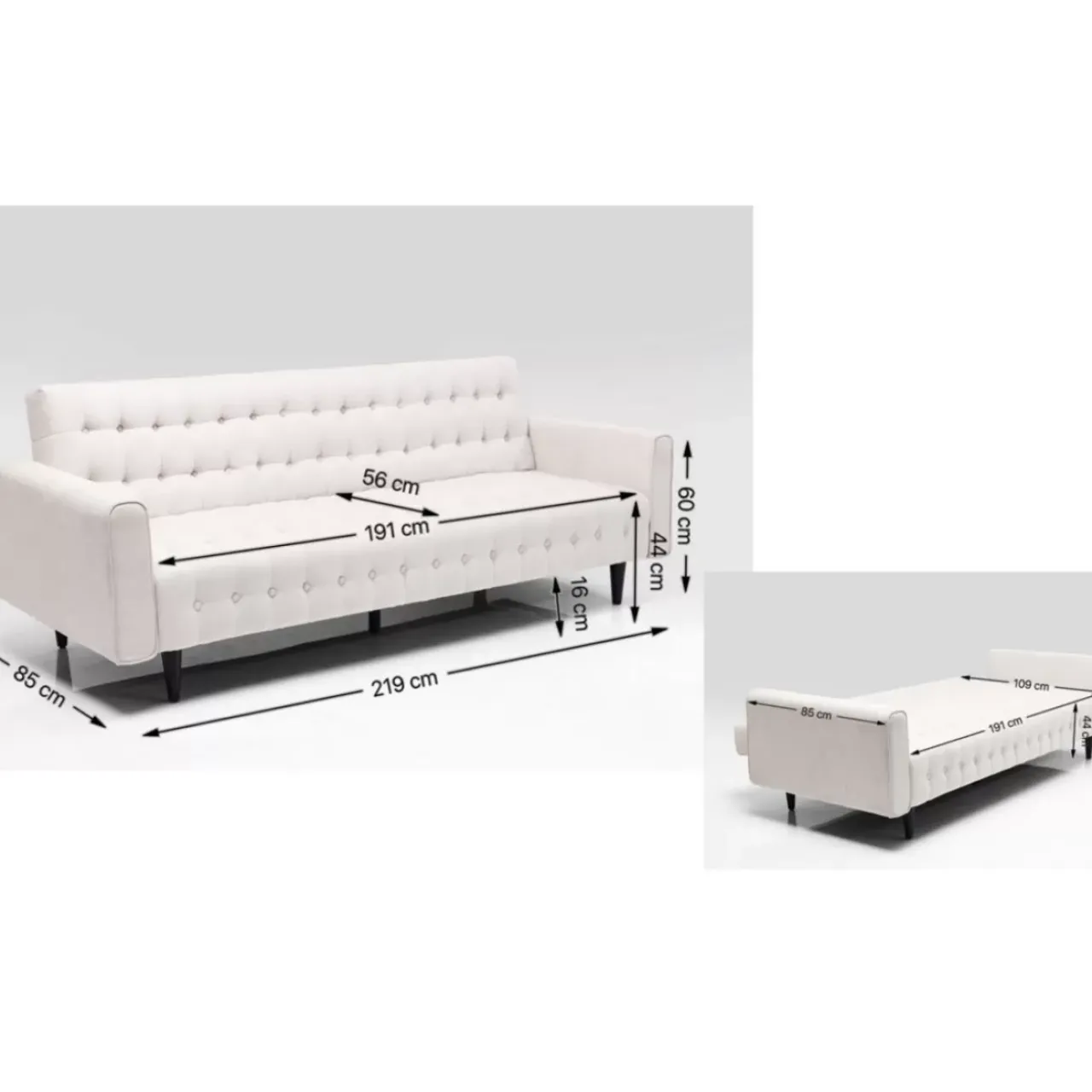 KARE Design Sofas & Couches-Schlafsofa Milchbar Beige 219Cm