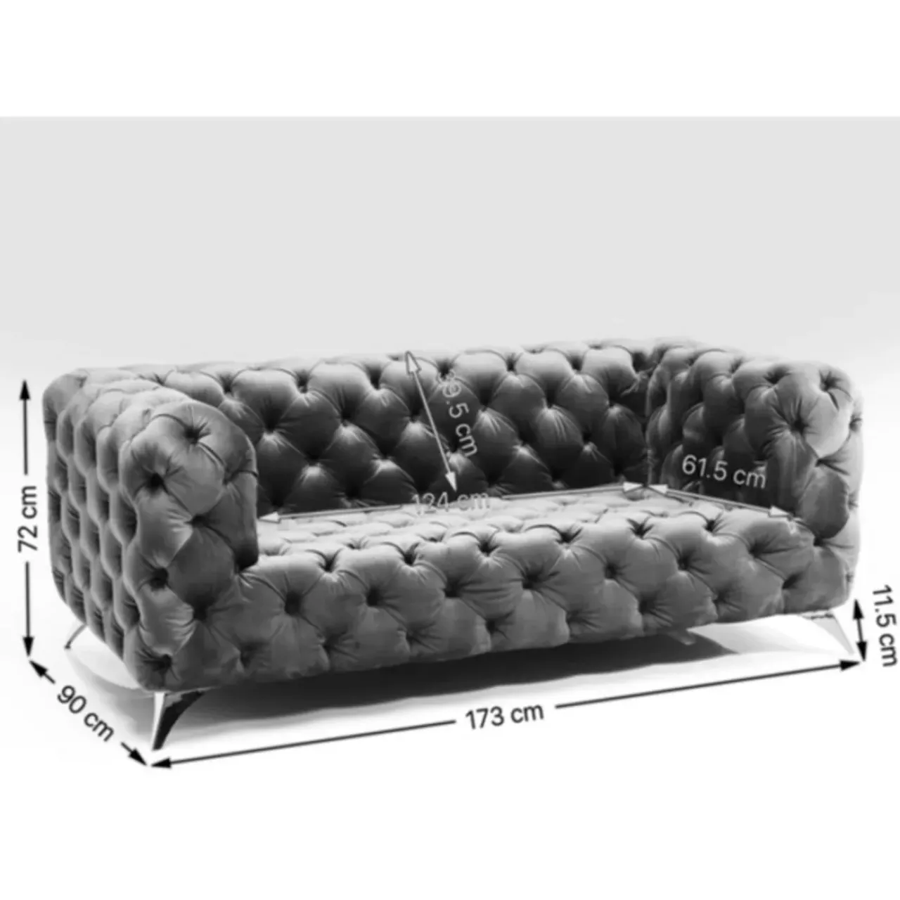KARE Design Sofas & Couches-Sofa Look 2-Sitzer Velvet Blau