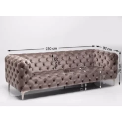 KARE Design Sofas & Couches-Sofa Look 3-Sitzer Velvet Grau