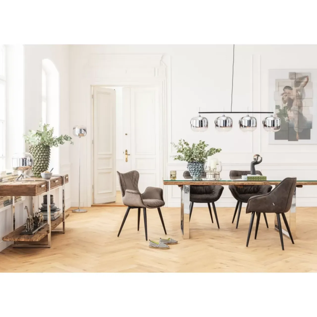 KARE Design Stühle-Stuhl Black Marshall Velvet Grau