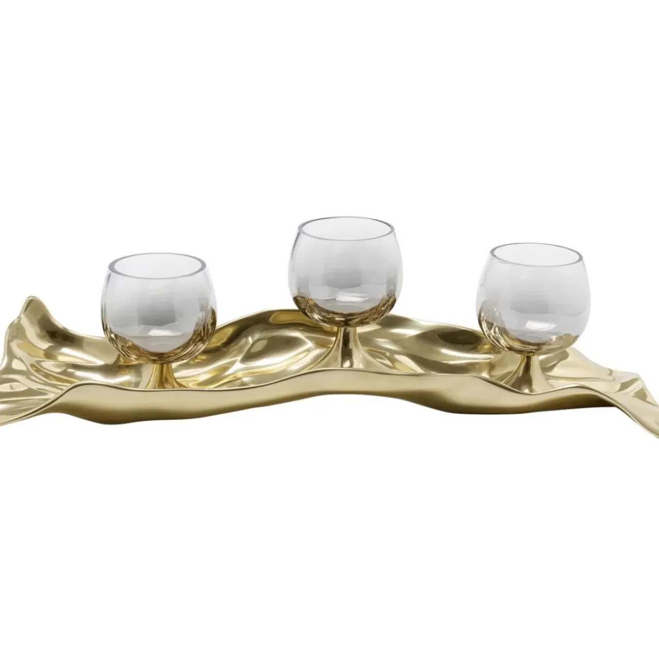 KARE Design Deko & Geschenkartikel-Teelichthalter 3 Jade Gold (4/Tlg.)