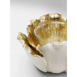 KARE Design Deko & Geschenkartikel-Teelichthalter Flower Bloom Creme Gold O10