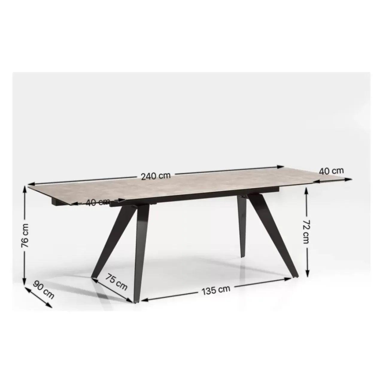 KARE Design Tische-Tisch Amsterdam Marble 160(40+40)X90
