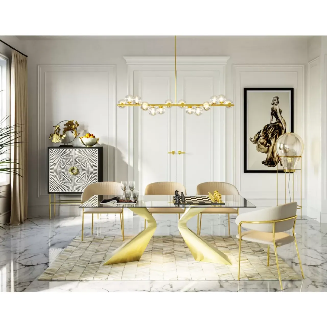 KARE Design Tische-Tisch Gloria Gold 200X100Cm